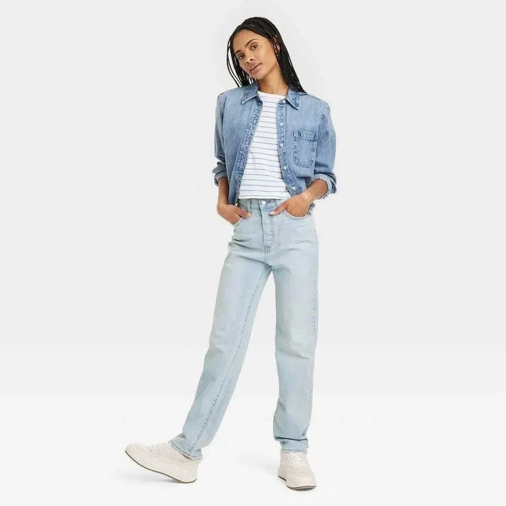 Universal Thread Women's Vintage Light Wash Straight Jeans Size 14 New With Tags - Picture 2 of 6